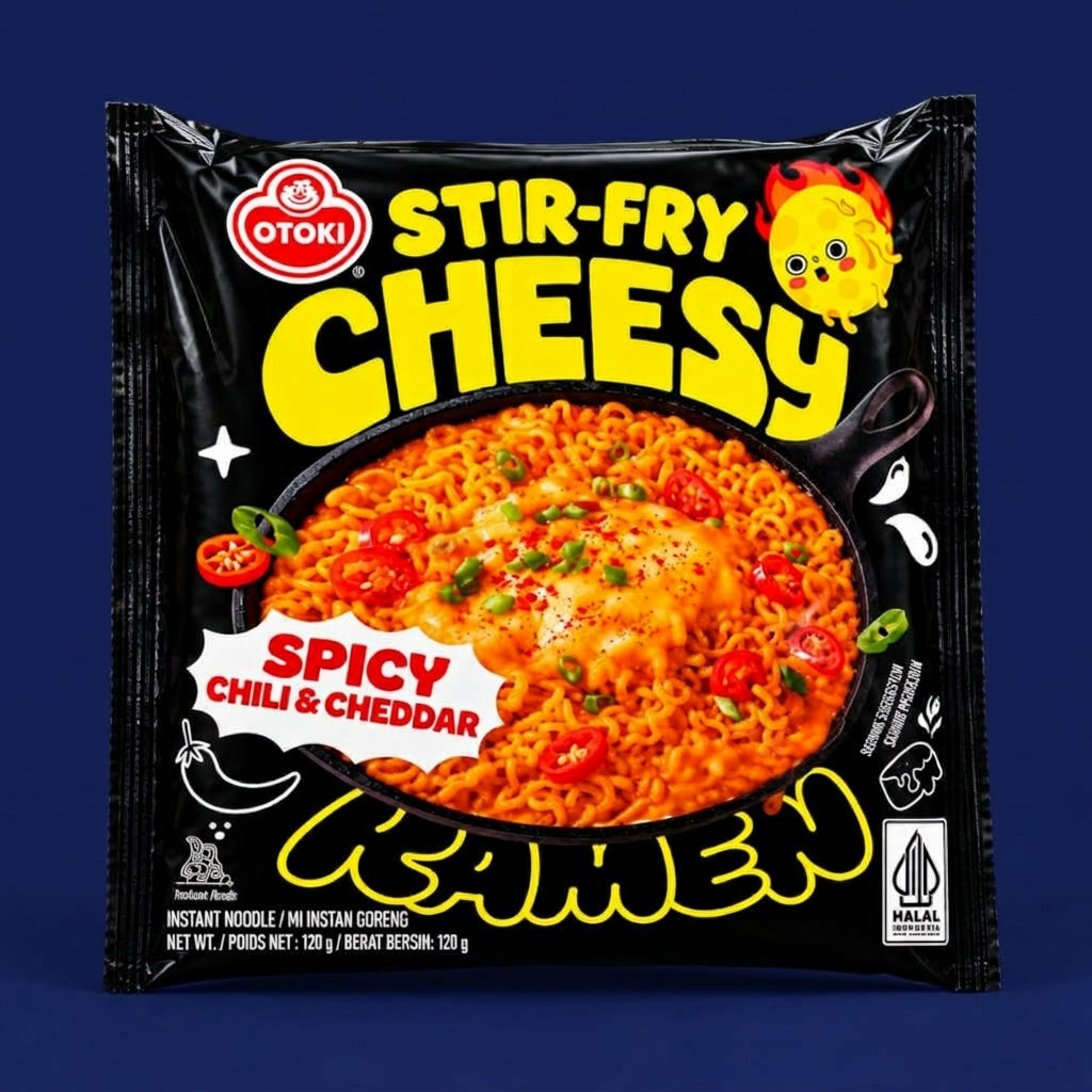 OTOKI Stir-Fry Cheesy Spicy Chili and Cheddar Ramen 120g pack