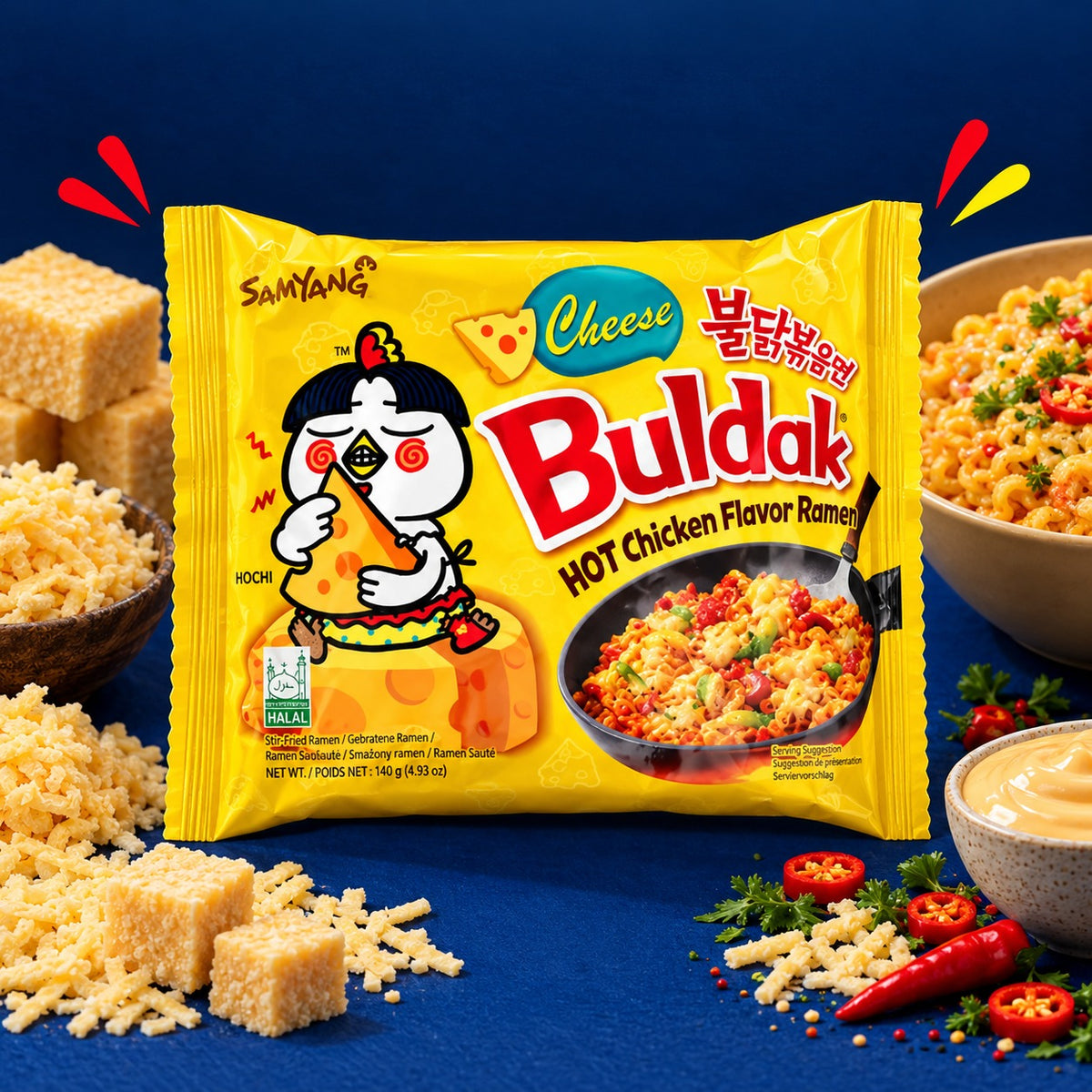 Samyang Buldak Cheese Hot Chicken Flavor Ramen 140g yellow pack